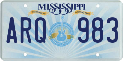 MS license plate ARQ983