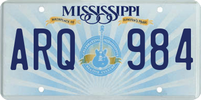 MS license plate ARQ984