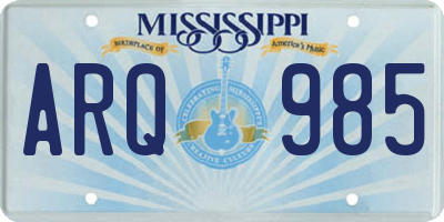MS license plate ARQ985