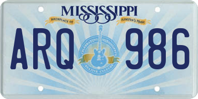 MS license plate ARQ986