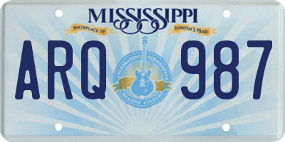 MS license plate ARQ987
