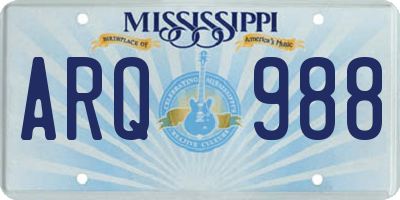 MS license plate ARQ988