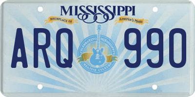 MS license plate ARQ990