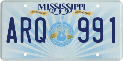 MS license plate ARQ991