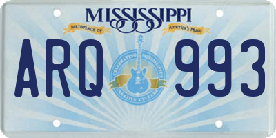 MS license plate ARQ993