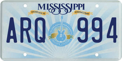 MS license plate ARQ994