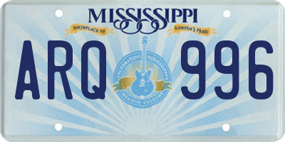 MS license plate ARQ996