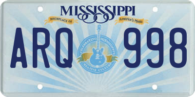 MS license plate ARQ998