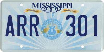 MS license plate ARR301