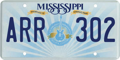 MS license plate ARR302