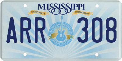 MS license plate ARR308