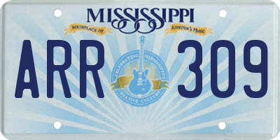 MS license plate ARR309