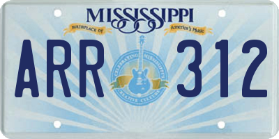 MS license plate ARR312