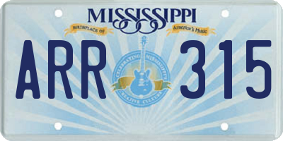 MS license plate ARR315