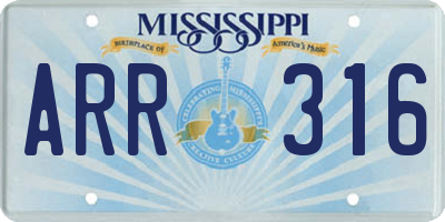 MS license plate ARR316