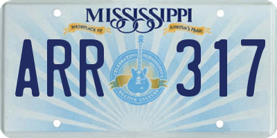 MS license plate ARR317