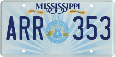 MS license plate ARR353