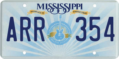MS license plate ARR354