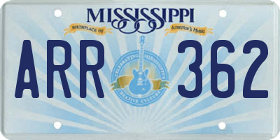 MS license plate ARR362