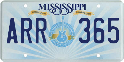 MS license plate ARR365