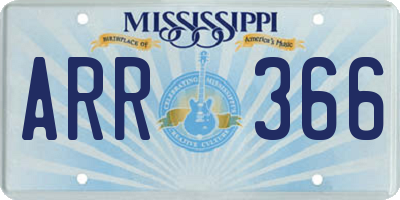 MS license plate ARR366