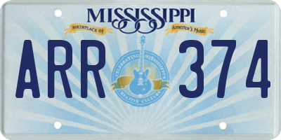 MS license plate ARR374