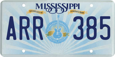 MS license plate ARR385