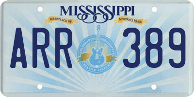 MS license plate ARR389
