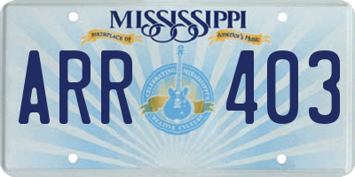 MS license plate ARR403