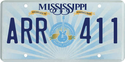MS license plate ARR411