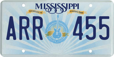 MS license plate ARR455