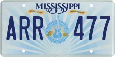 MS license plate ARR477