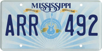 MS license plate ARR492