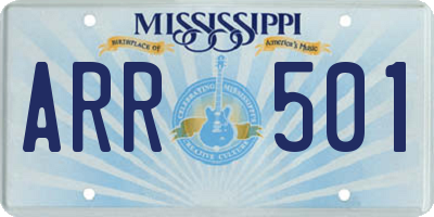 MS license plate ARR501