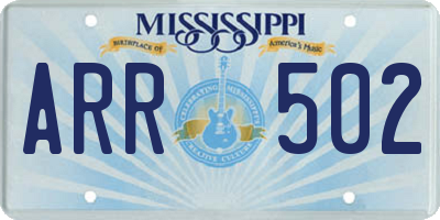 MS license plate ARR502