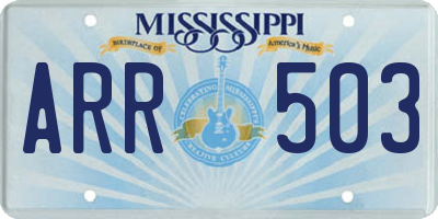 MS license plate ARR503