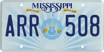 MS license plate ARR508