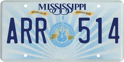 MS license plate ARR514