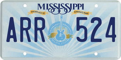 MS license plate ARR524