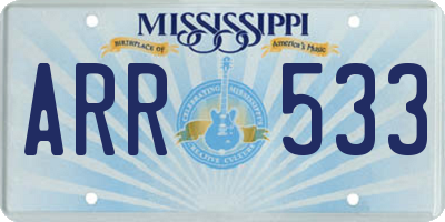 MS license plate ARR533