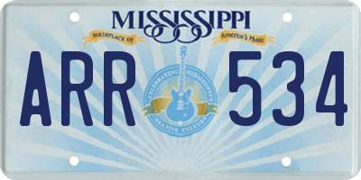 MS license plate ARR534