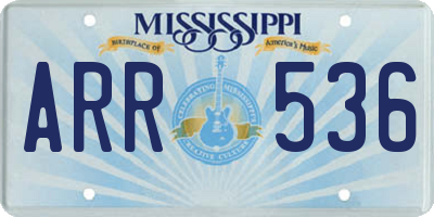 MS license plate ARR536