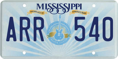 MS license plate ARR540