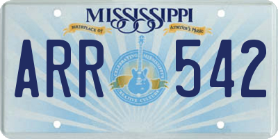 MS license plate ARR542