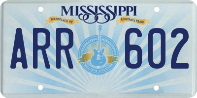 MS license plate ARR602