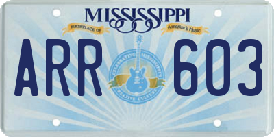 MS license plate ARR603