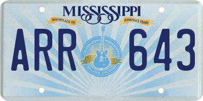 MS license plate ARR643