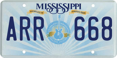 MS license plate ARR668