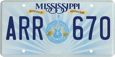 MS license plate ARR670
