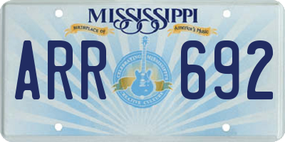 MS license plate ARR692